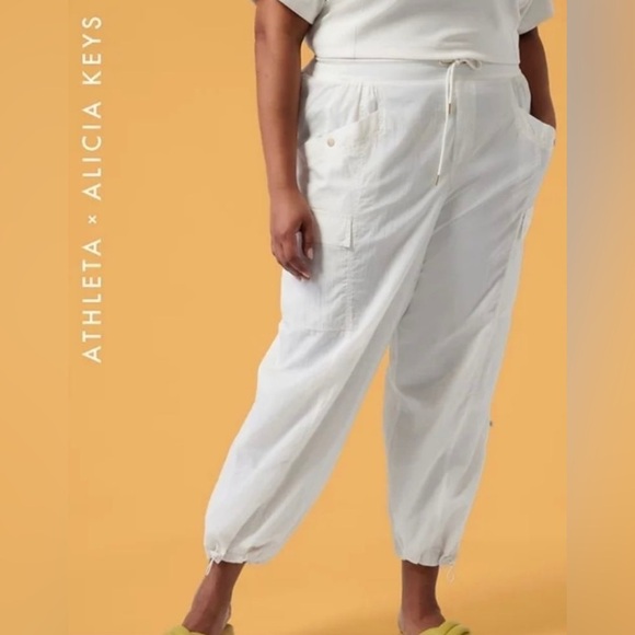 Athleta + Alicia Keys Sz 22 High Waisted Pink Utility Cargo Joggers NWOT! - Picture 6 of 11